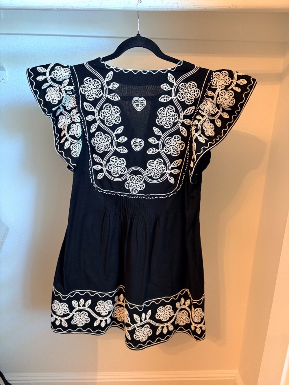 SEA New York | Beck Pintucked Embroidered Cotton And Linenblend Mini | Size Med - Picture 3 of 7